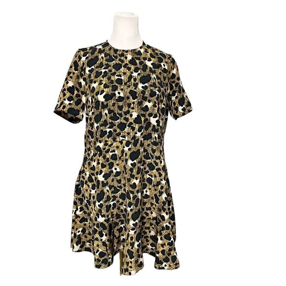 Asos Drop Waist Leopard Print Dress Size 4 - Picture 2 of 8